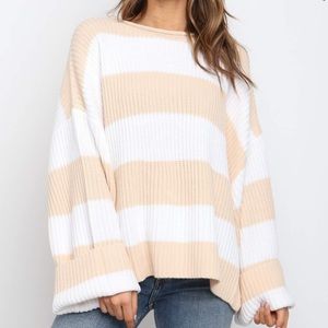 Daylen Knit Striped Sweater Boxy Wide Sleeve